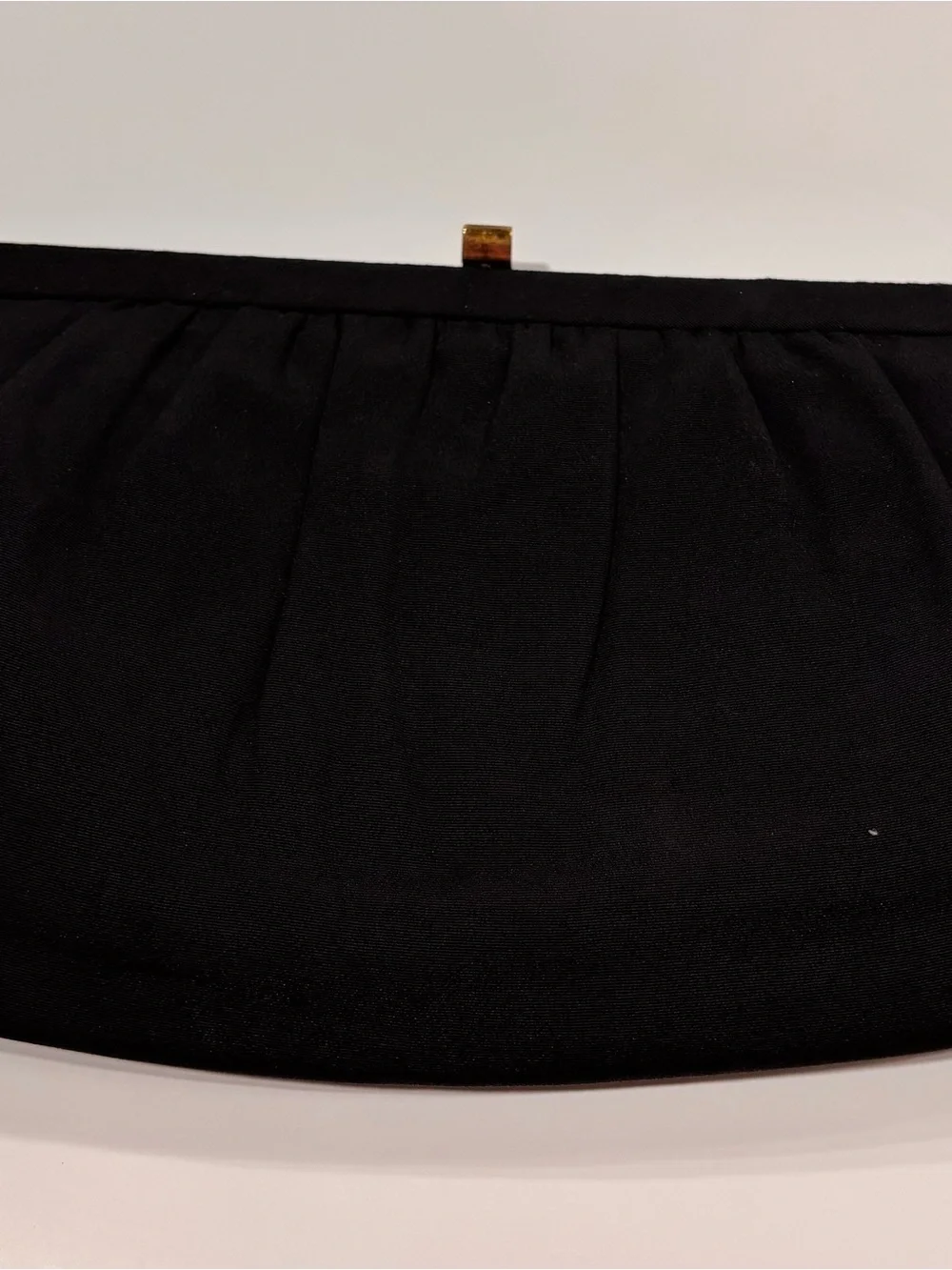Vintage 1950/60 Faille Black Evening Clutch Gold Foldaway Chain Kiss Lock
